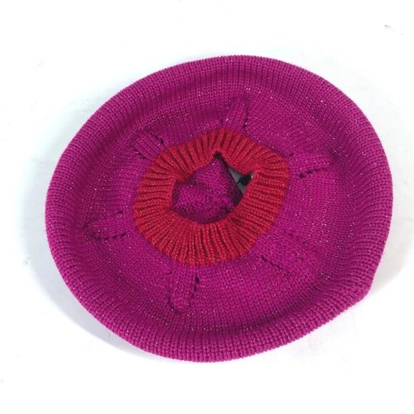 MIUMIU Glitter Bicolor Hat knit hat beret polyester / wool Pink Based/Red main image 3